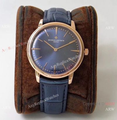 Swiss Grade Vacheron Constantin Patrimony 9015 Ultra-Thin Watch Rose Gold Blue